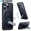 KEYSION 360 Hidden Metal Stand Magnetic Case for Magsafe for iPhone 16 Pro Max 16 Plus 16e Transparent Matte Shockproof Phone Cover