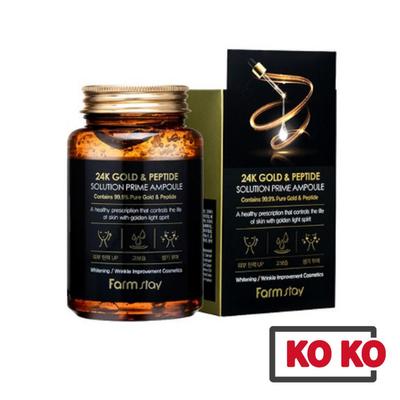 24K Gold & Peptide Solution Prime Ampoule 250 мл / Антивікова ампульна сироватка з 24-каратним золотом і пептидами 250 мл