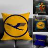 L-Lufthansa German Airlines Pillow Case Plush Fabric Soft Double-Sided Printed Sofa Warm Winter Home Gift Cushion Cover