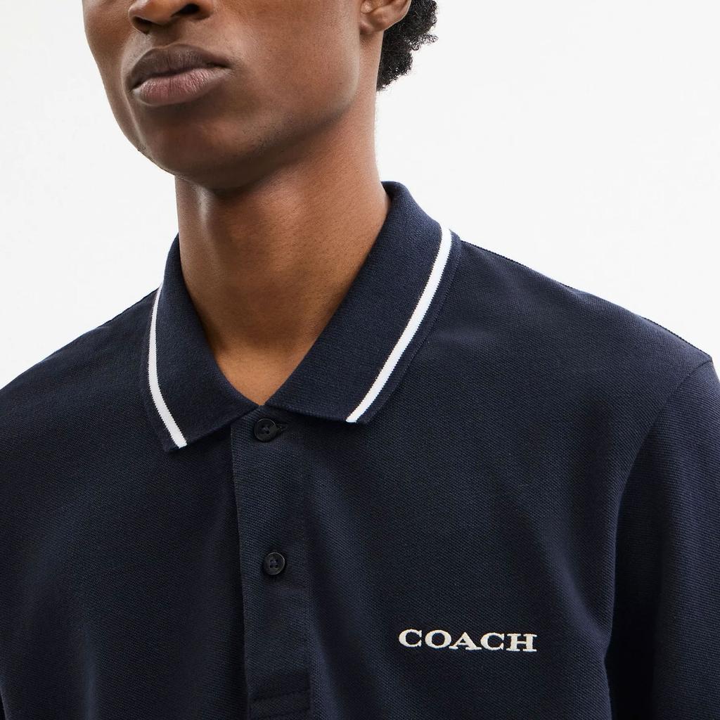 Coach Ss25 Solid Cotton Classic Logo Polo Shirt Men tops Navy-Blue CO817-RF2