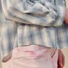 Maxza Check Shirring Cotton Shirt Blouse Zf05qb002nh