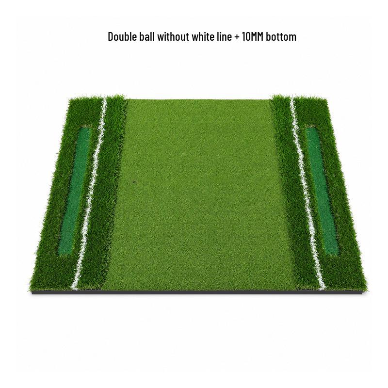 Two-Line Golf Practice Mat with Thickened Insertable Tee and Three-Grass Combination for Swing Training