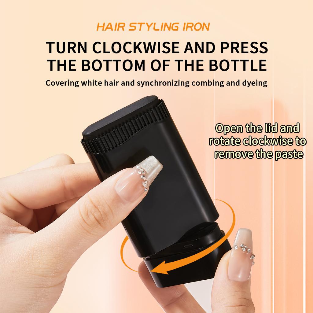 Ocheal Bastão de Cor para Cabelo e Barba de Toque Rápido 3 Cores, Bastão de Cor para Barba Portátil, Cobertura Rápida Temporária, Caneta para Cabelo, Bastão de Tinta Instantânea com Pente