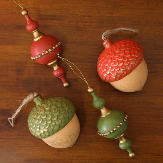 Christmas Ornament Rustic Wooden Acorn/Star Hanging Ornament Woodland Themed Holiday Decor for Tree Fireplace Farmhouse Decor