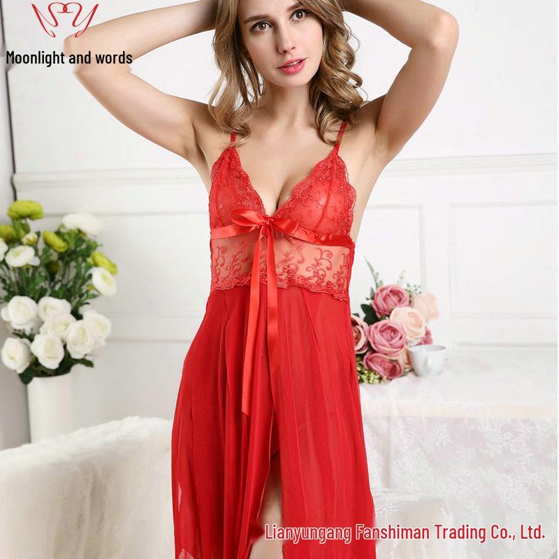 Lace Nightgown - European & American Sexy Embroidered Women's Sling Dress