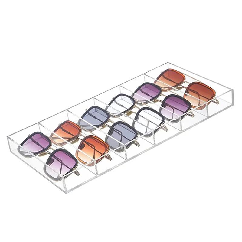 Klares Acryl-Sonnenbrillenhalter-Displayfach mit 6 Fächern, Schubladen-Organizer, Aufbewahrungskoffer für Sonnenbrillen, Make-up-Schubladenfach