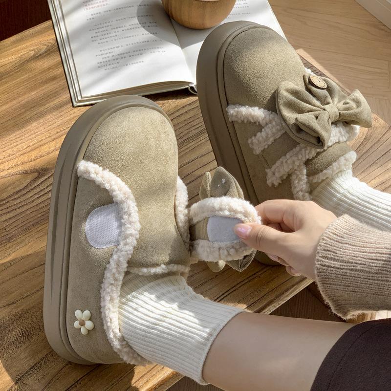 Cotton slipper bag heel 2025 new autumn and winter outer wear non-slip versatile Velcro home warm cotton shoes