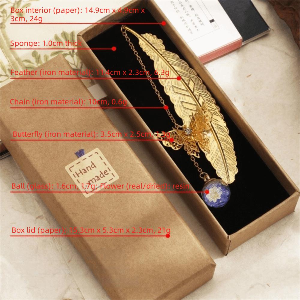 Butterfly Eternal Flower Bookmark Multi-Color Chinese Style Page Marker Feather Bookmark Student
