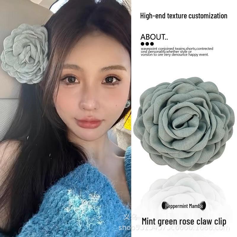Caro Blumenstoff Rose Haarspange - Europäischer & Amerikanischer Stil Dutt-Accessoire