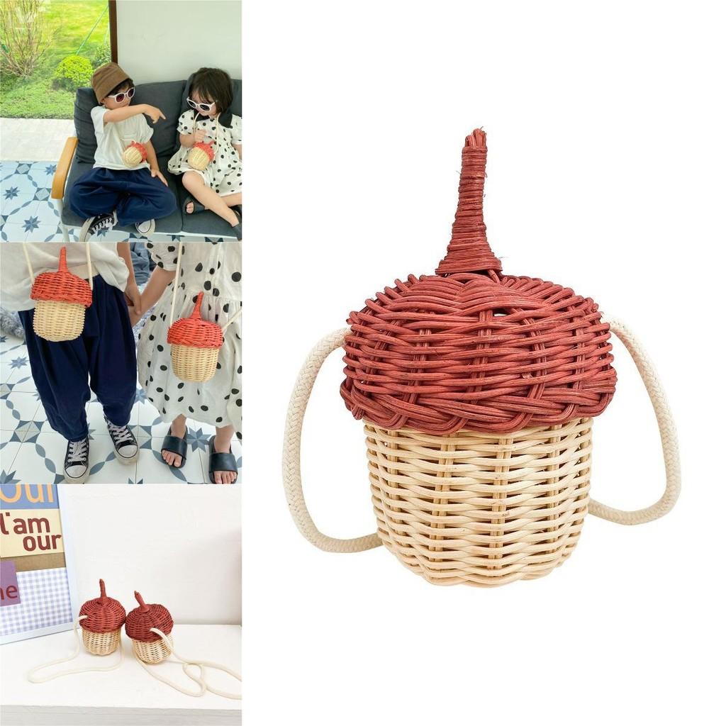 Kids Handmade Wicker Crossbody Bag With Durable Material For Everyday Use