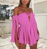 Elegant Chiffon Summer Open Sleeves Word Shoulder Straps Tube Top High Waist Dress
