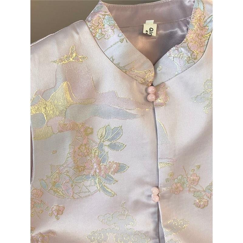 Spot vest antique vest women's retro improved middle-aged women's fashion new festive high-end top