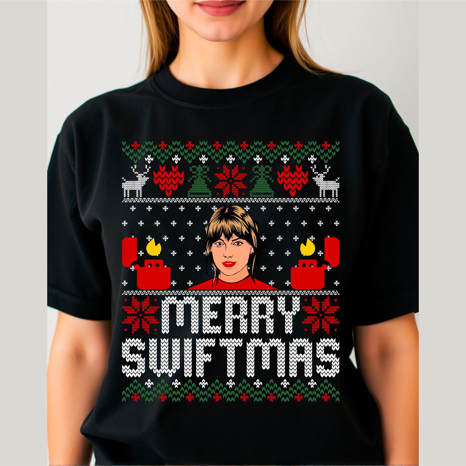 Merry Swiftmas T-shirt Funny Xmas Parody Christmas Gifts for her Music Unisex M