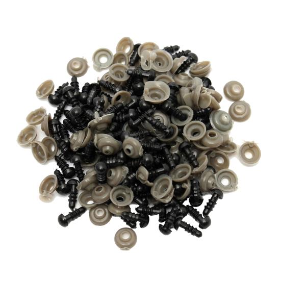 100 Pcs Black Plastic Toy Eyes Safety DIY 6-14mm for Teddy Bear Animal Dolls