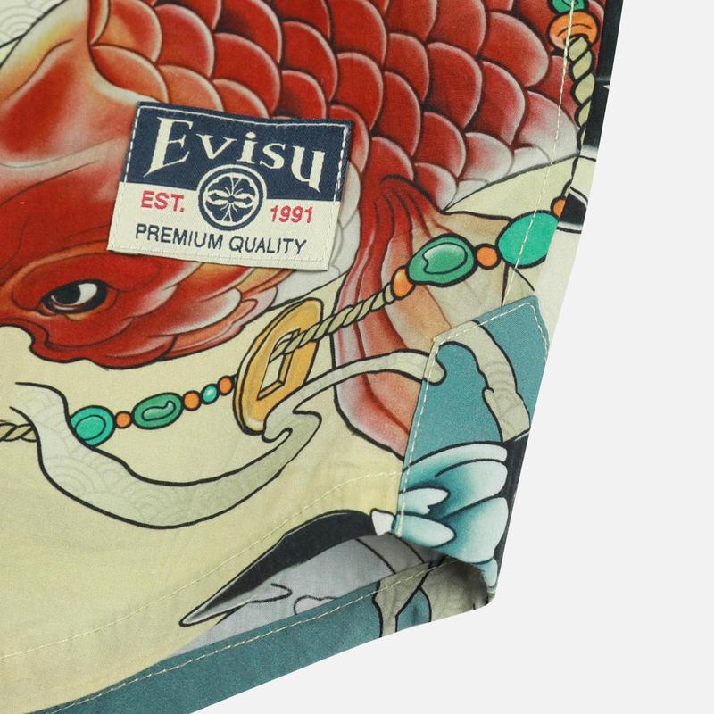 Evisu Colorful Seagull And Koi Print Oversized Short Sleeve Shirt Men shirts 2ESHTM4SS7020LFCT