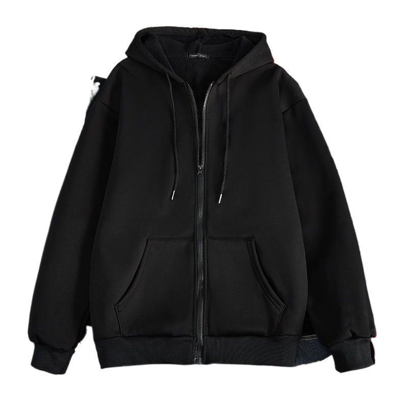 2025 Warm Fleece Hooded Zipper Cardigan - Korean Style Loose Fit for Couples