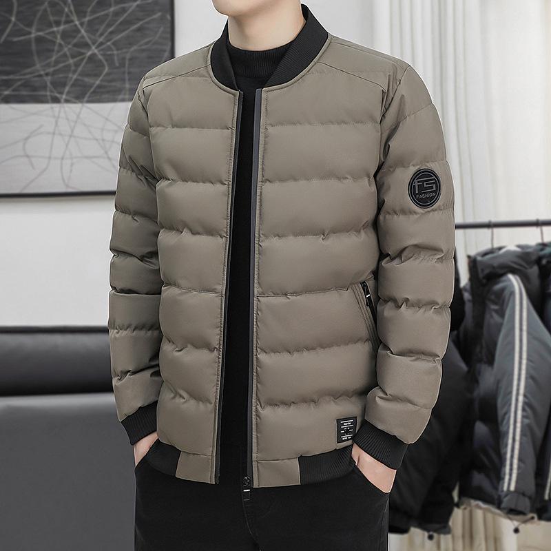 Men s Korean Style Baseball Collar Padded Cotton Jacket - Warm, Thick, Trendy Autumn/Winter Outerwear XL