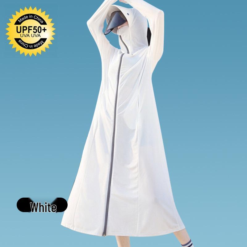 Women's Extra Long Breathable Ice Silk UV Protection Sunscreen Jacket - Casual Outdoor Style