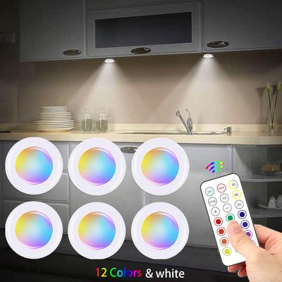 6 Teile/satz Led Unter Schrank Lichter Mit Fernbedienung Drahtlose RGB Farbwechsel Nachtlicht Für Küche Schlafzimmer Schrank