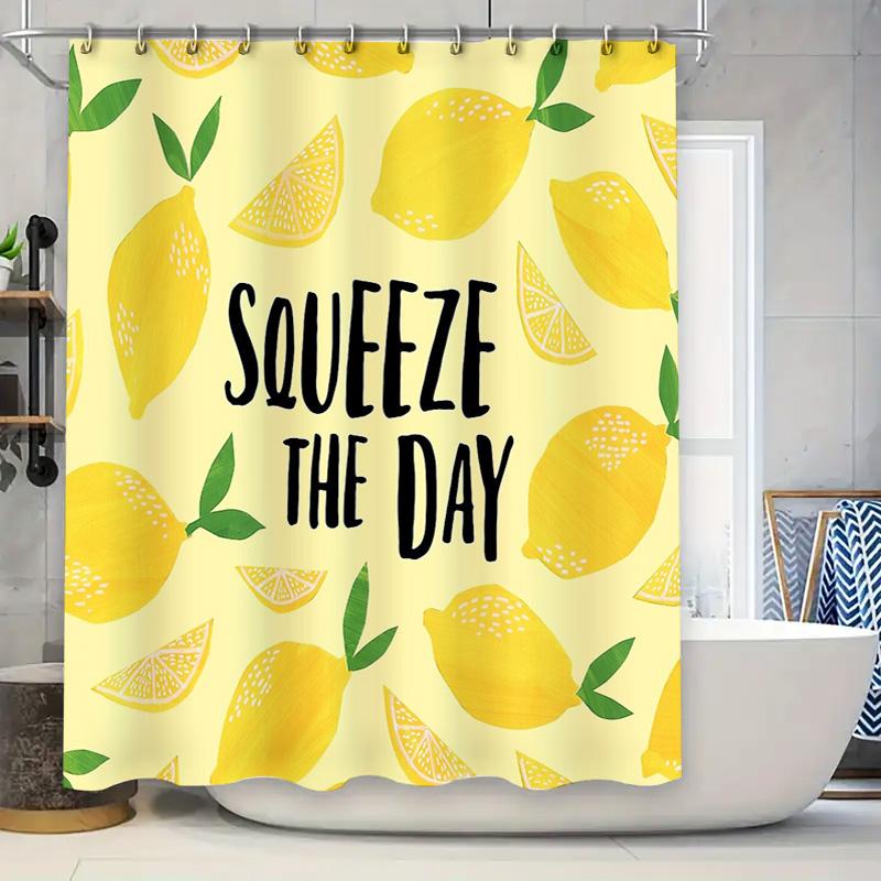 

Lemon Shower Curtain Tropical Fruit Pattern Bathroom Decor Waterproof Fabric Liner Vintage Farmhouse Style Modern Home Decor W60H190(CM)-1 Pcs