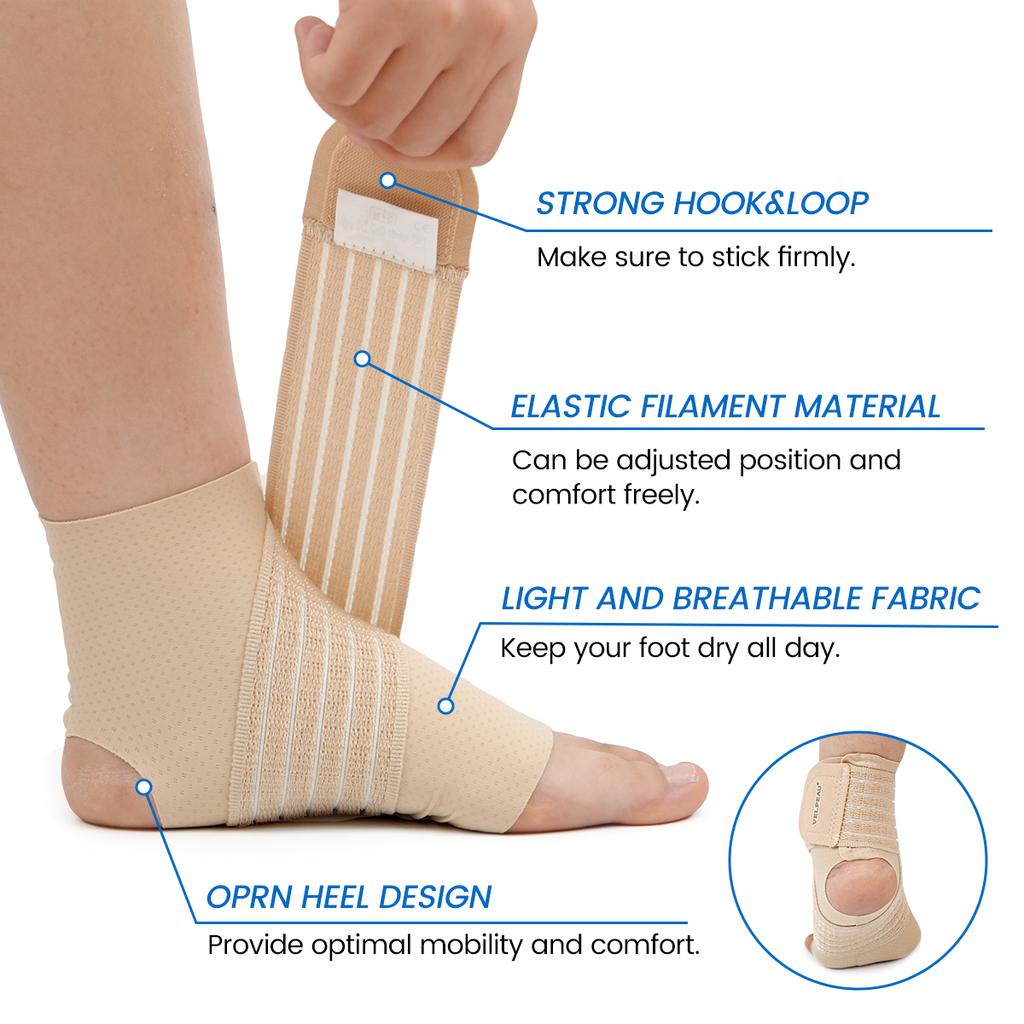 Velpeau Adjustable Ankle Compression Sleeve For Achilles Tendinitis Plantar Fasciitis Support Universal Both Feet