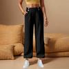 Women's Summer Solid Color External Pocket Loose High Waist Wide Leg Formal Straight Pants