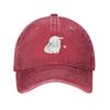 Cute White Bunny Baseball Cap Washed Cotton Distressed Adult Casual Sun Protection Adjustable Hat