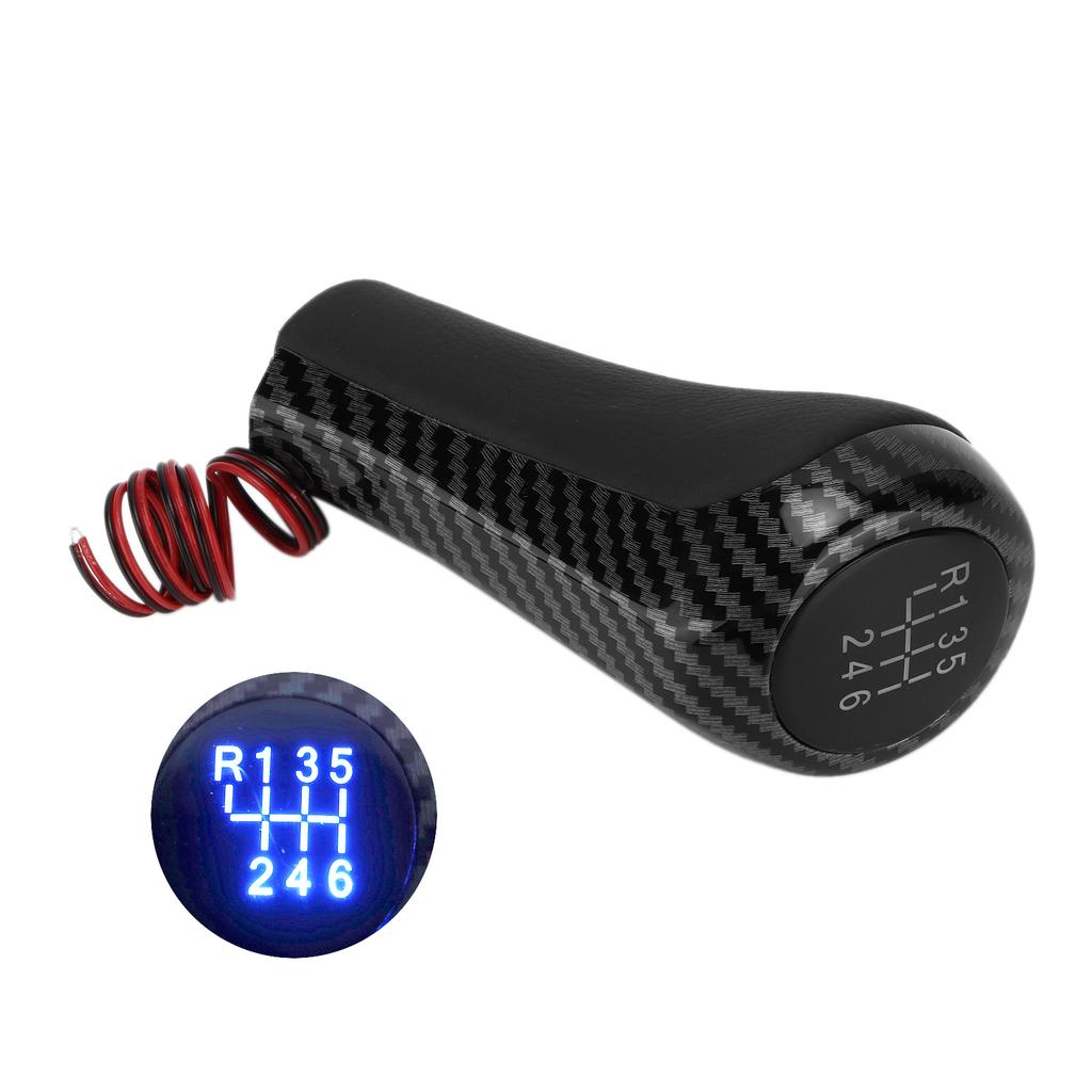 Car 6 Speed Gear Shift Knob Carbon Fiber Style with Light Replacement for 1 Series E81 E82 E87 E88 F20