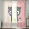 Cartoon Rosa Katze Niedliche Fenstervorhänge Wohnzimmer Tüllvorhänge Küche Dekor Kinderzimmer Vorhang Fensterbehandlung