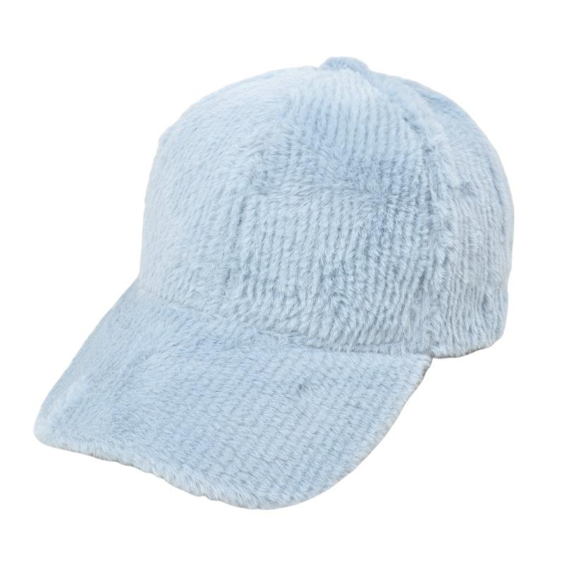 

Hick Плюшева Тепла Бейсболка Однотонна зі Штучного Хутра Пухнаста Татова Шапка Захист від Холоду Регульовані Сонцезахисні Капелюхи для Жінок Осінь та Зима Adjustable світло-синій колір