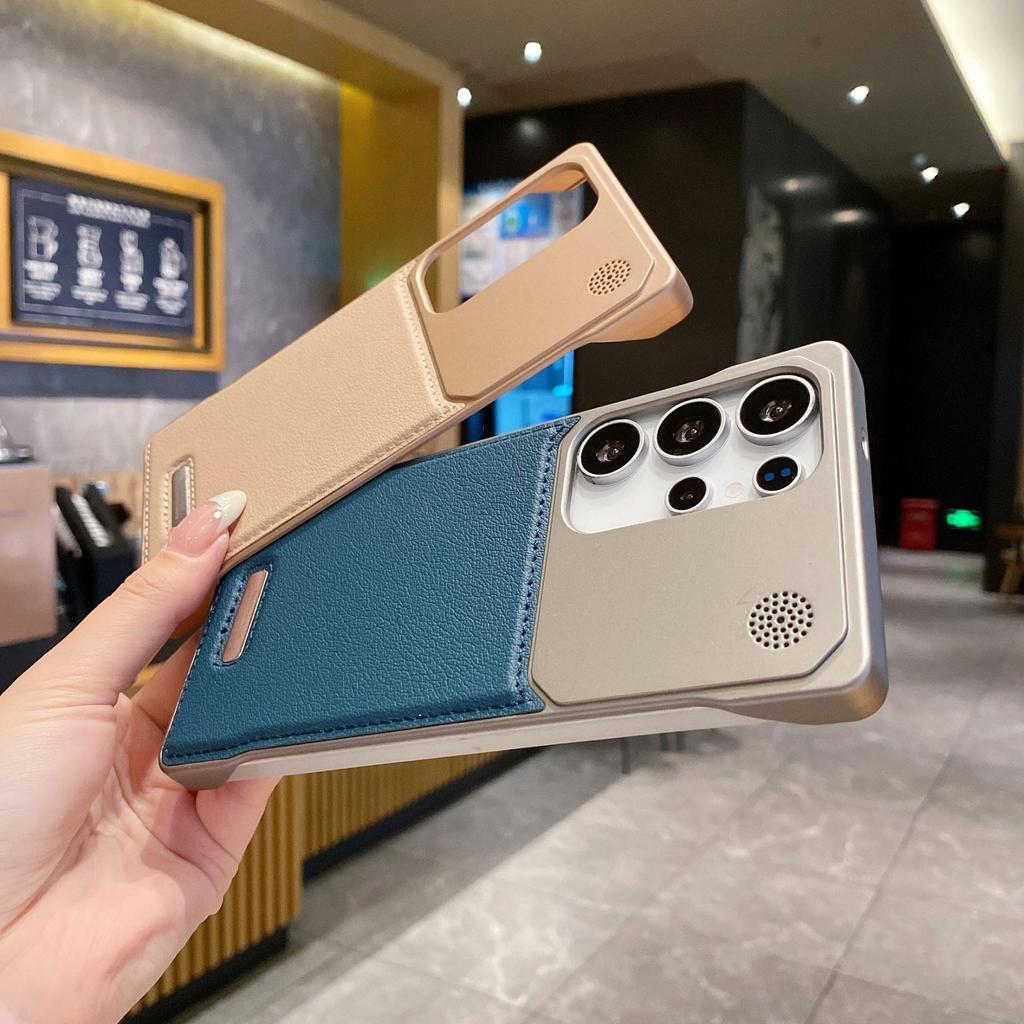 Suitable for Samsung S25 Ultra Mobile Phone Case Metal Frameless Magnetic Suction S24Plus Incense Leather S23 Anti-fall Cover