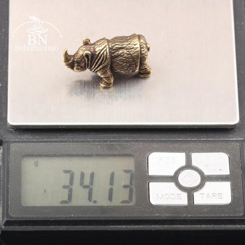 Handmade Pure Copper Cute Rhinoceros Miniatures Figurines Solid Vintage Brass Rhino Ornaments Tea Pets Desktop Decorations Craft