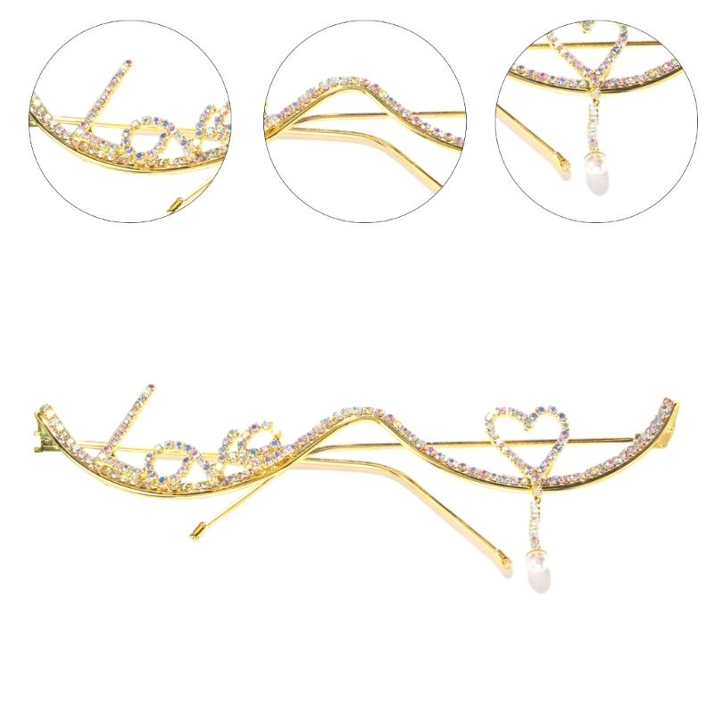 Rhinestones Love Eyeglasses Frame Glittering Face Chain Face Decorative Jewelry No Lens Half Frame Eyewear Party Favor