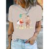 Women Greenhead Duck Floral Print T-Shirt Round Neck Short Sleeve All-Season Casual Whimsical Regular Fit Top