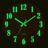 Round Luminous Wall Clock Glow In Dark Wooden Silent NonTicking Modern Style for Bedroom Decor