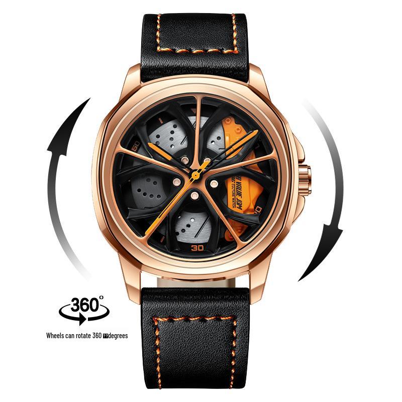SVJ Men's Wheel Watch: Cross-border Bestseller with 3D Hollow Design & Car Mod Brake Caliper
