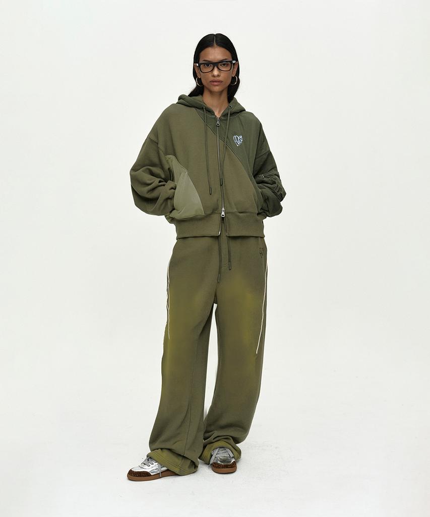 ADSB ANDERSSON BELL Unisex Piping Line Dyed Sweat Pants Apa875U(Khaki)