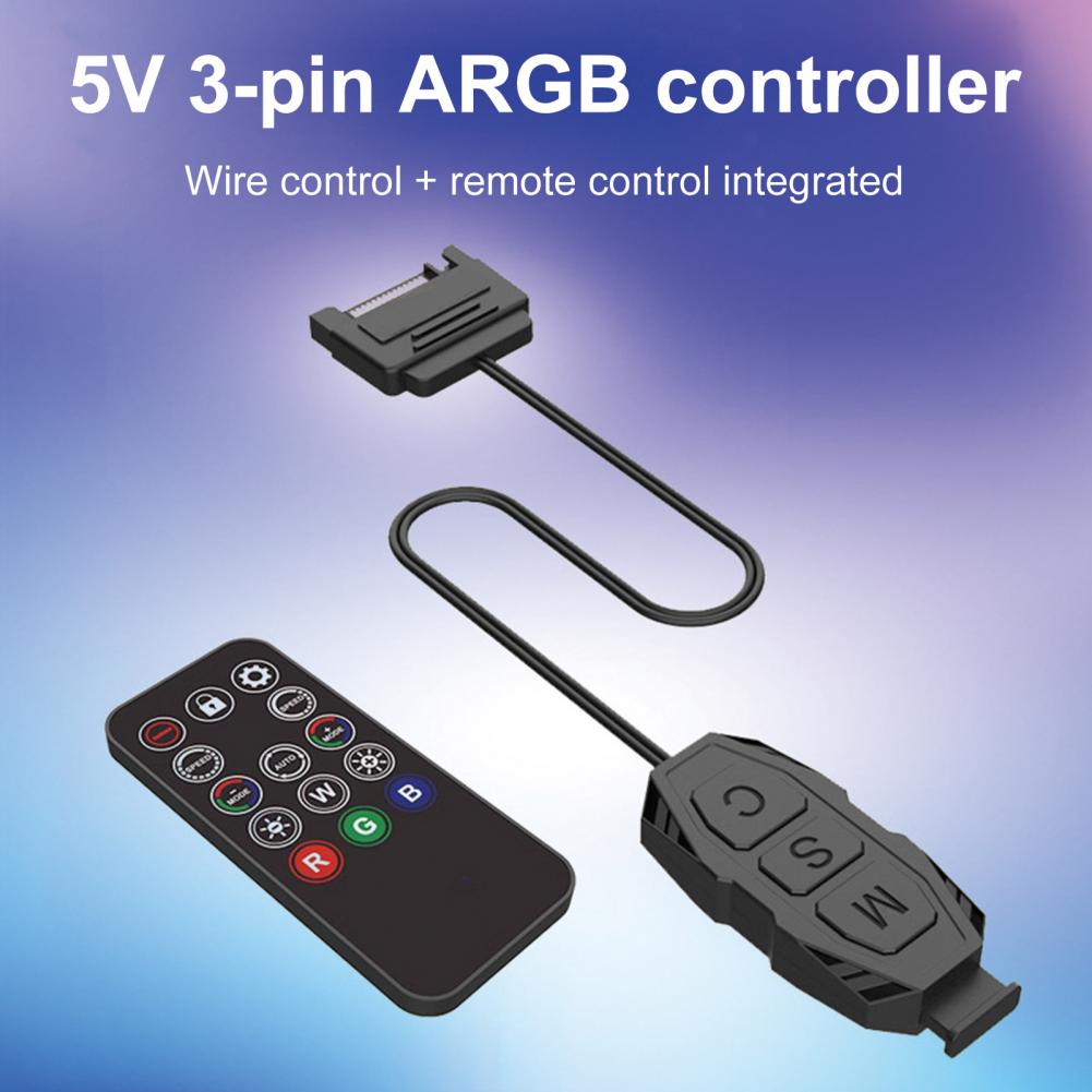 Argb Controller mit 14 Fernbedienbaren 3-Pin Argb Controllern mit Fernbedienung Sata Stromversorgung für Farbwechselmodi PC