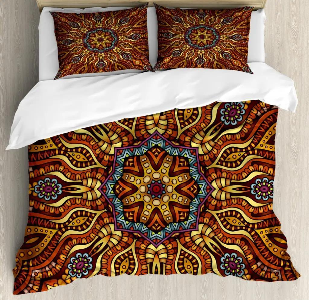 Bohemian 2/3pcs Boho Mandala Bedding Set Twin Queen King Size Comforter Duvet Quilt Cover and Pillowcase Soft Bedclothes