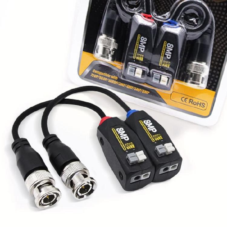Cat5E Cat6 CCTV Video Balun Set with BNC Male Plugs and Compactly Press Fit Terminals Body for DVR Camera Video Transmission Projects Use