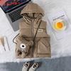 Backpack-ear Children's Down Cotton Vest, Autumn and Winter Thick Outerwear Hooded Vest for Boys and Girls