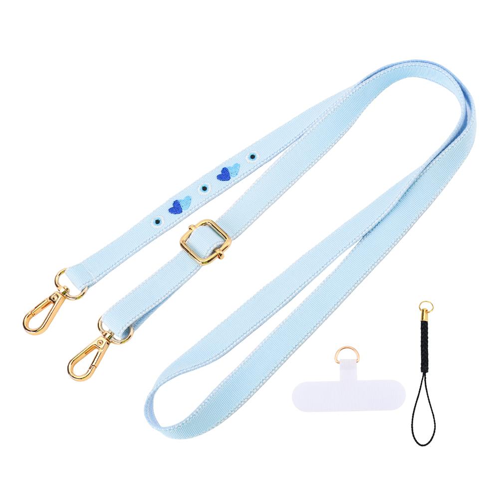 High Quality Polyester Mobile Phone Lanyard Blue Eyes Embroidered Woven BagStrap Detachable Adjustable Handbag Replacement Strap Length 132cm