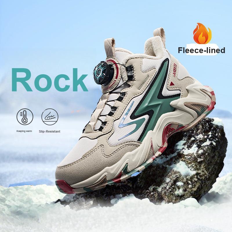 Anta Kids Panstone Trendy Fashion Thickened Warm Wear-Resistant Non-Slip Low-Top Casual Shoes Kids Casual Shoes Gray Green A12446933-1