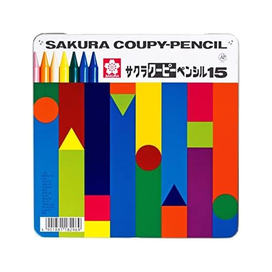 Sakura Crepas Цветные карандаши Coupy Pencil 15 цветов в жестяной коробке FY15