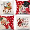 New Christmas Pillow Cushion Dwarf Elk Santa Claus Series Sofa Decoration Linen Pillow Cover
