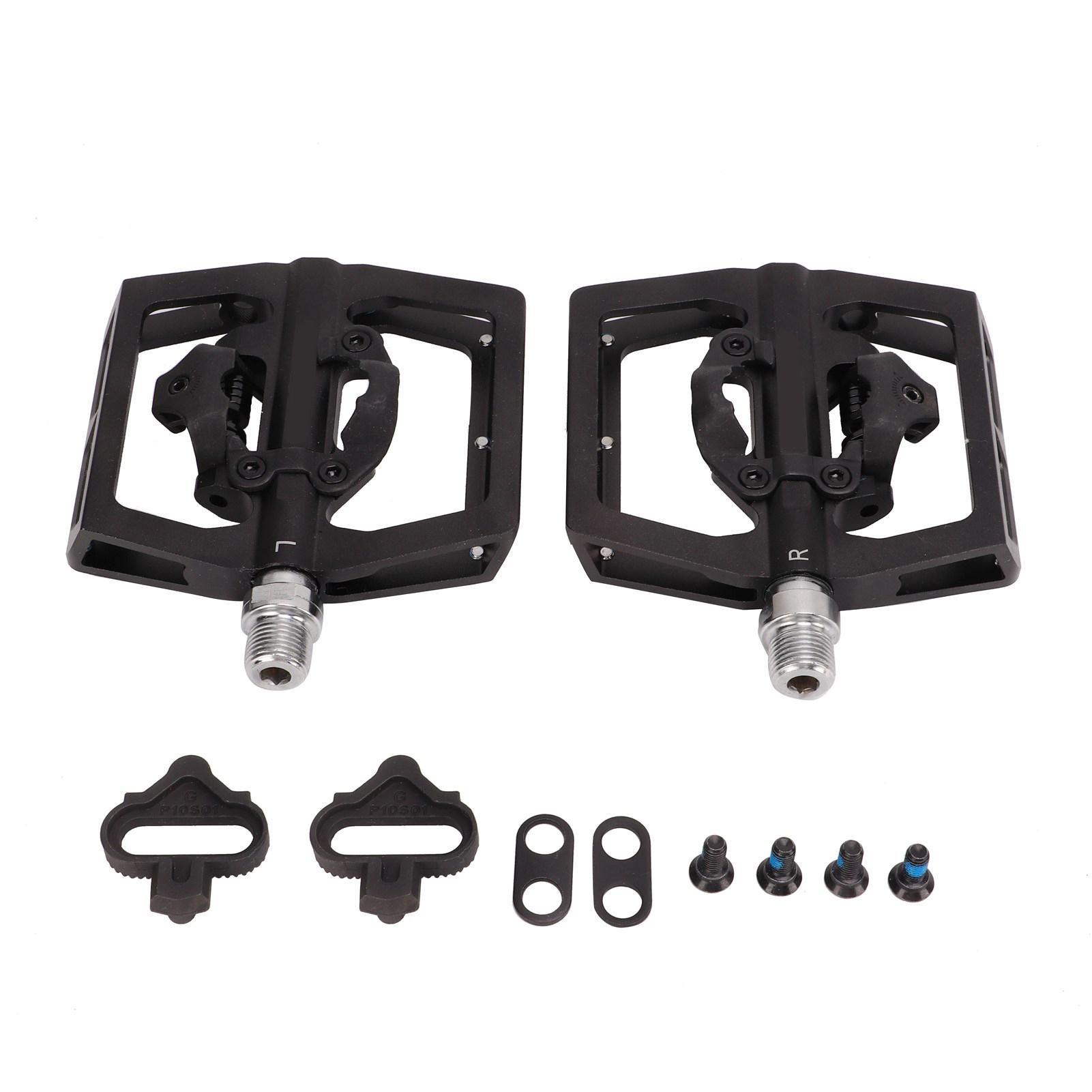1 Pair Bike Bearing Pedal Black Aluminum Alloy Mountain Bike Lock Pedal Conversion Flat Pedal Bearing for Riding Cycling