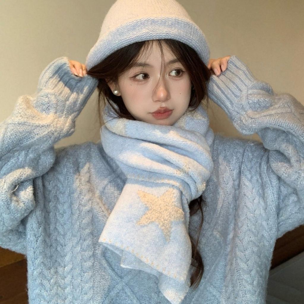 Scarf Women's Winter Korean Edition Star Atmosphere Versatile Warm Scarf Student Couple Shawl Fashion Women
