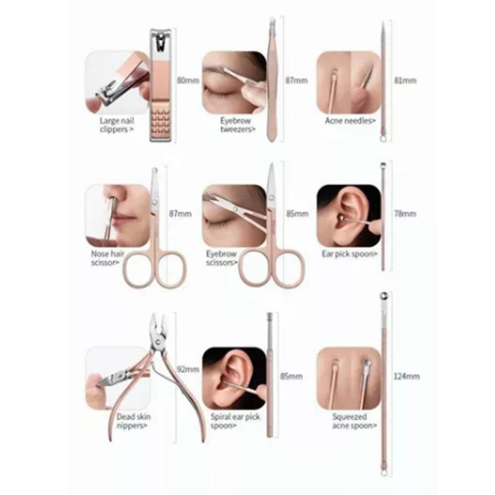 18pcs Rose Gold Nail Clipper Set Stainless Steel Nail Care Tool Manicure Kit Travel Outdoor Use