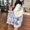 New Y2K Ribbon Bow Japanese Ita Shoulder Bag Cute Girl Transparent Pocket Large Capacity Crossbody Tote Bag DIY Display Handbags