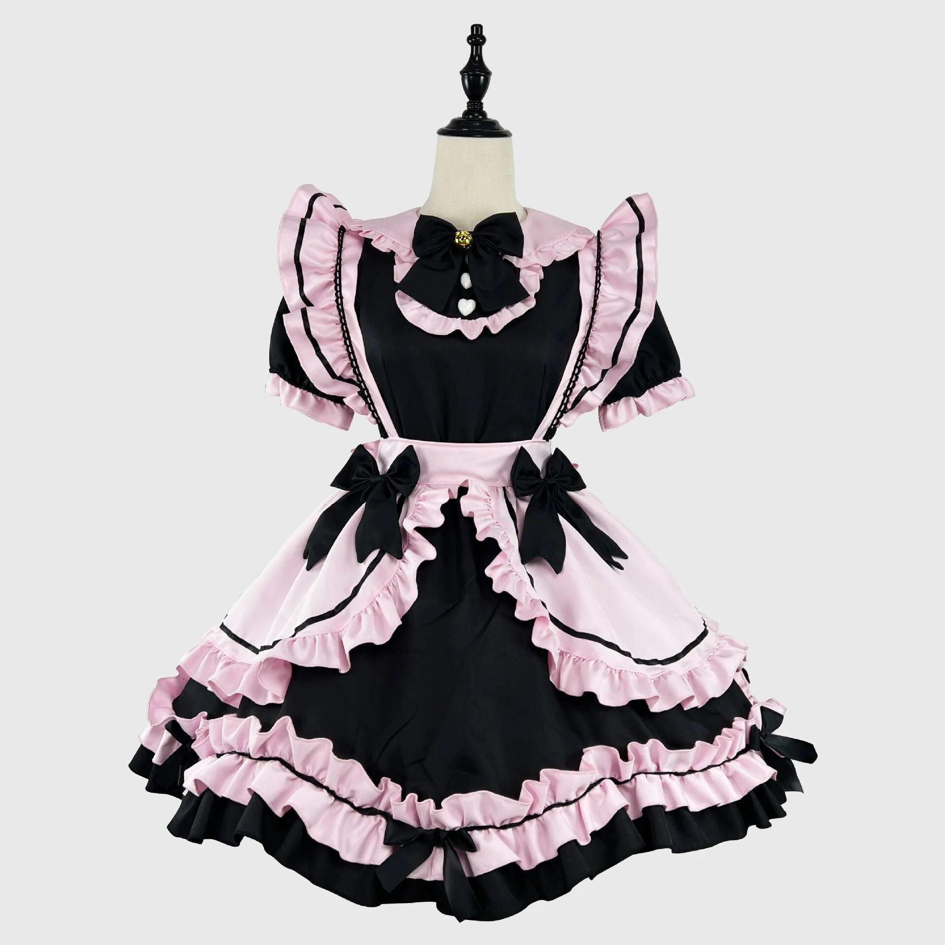 

Аніме Gothic Lolita JSK Dress Short Sleeve Kawaii Bow Maid Party Dresses Cosplay Cats Girl Harajuku Cute Pink Ruffles Black XXXL